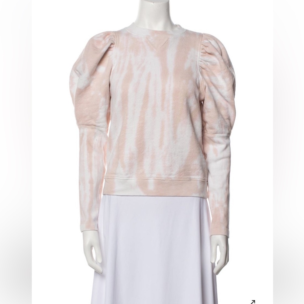 Ulla Johnson Puff Sleeve Tie Dye Sweatshirt Blush Cotton Size S
